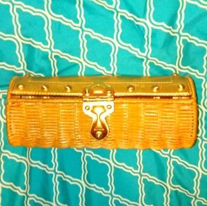 Michael Kors Gold Weave Basket Clutch Purse Bag